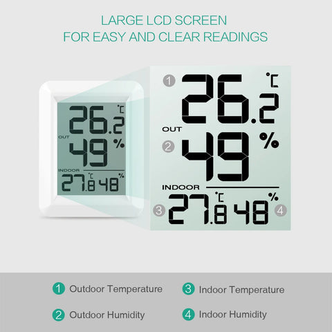 ORIA Digital Thermometer LCD Indoor Outdoor Thermometer