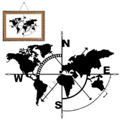 Metal World Map Wall Art Metal Compass Design