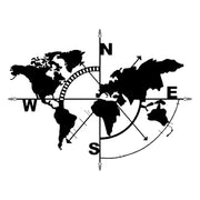 Metal World Map Wall Art Metal Compass Design
