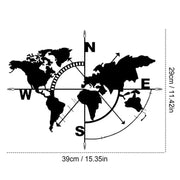 Metal World Map Wall Art Metal Compass Design